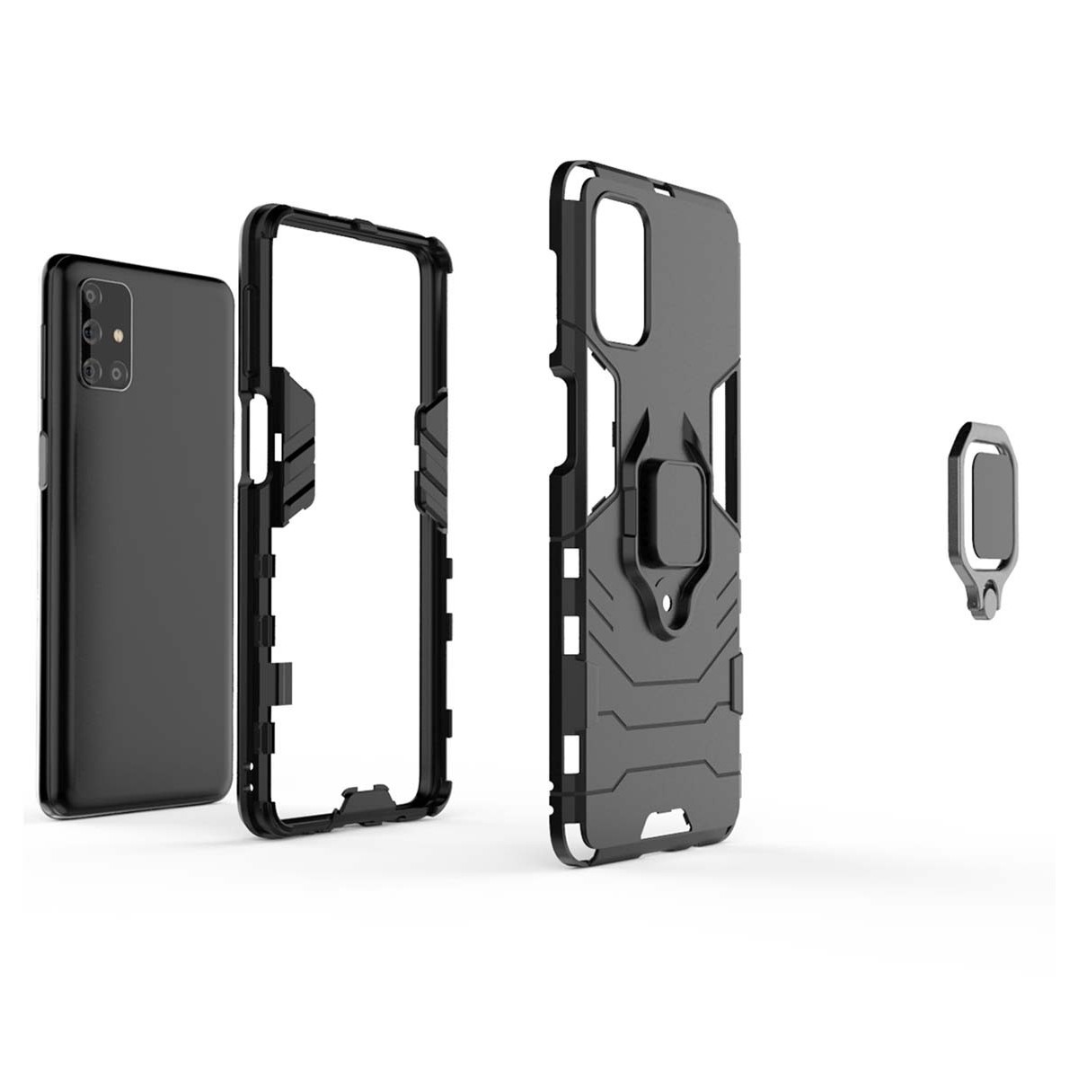 Funda Tough Armor con Anillo Giratorio Negra para Samsung Galaxy M31s