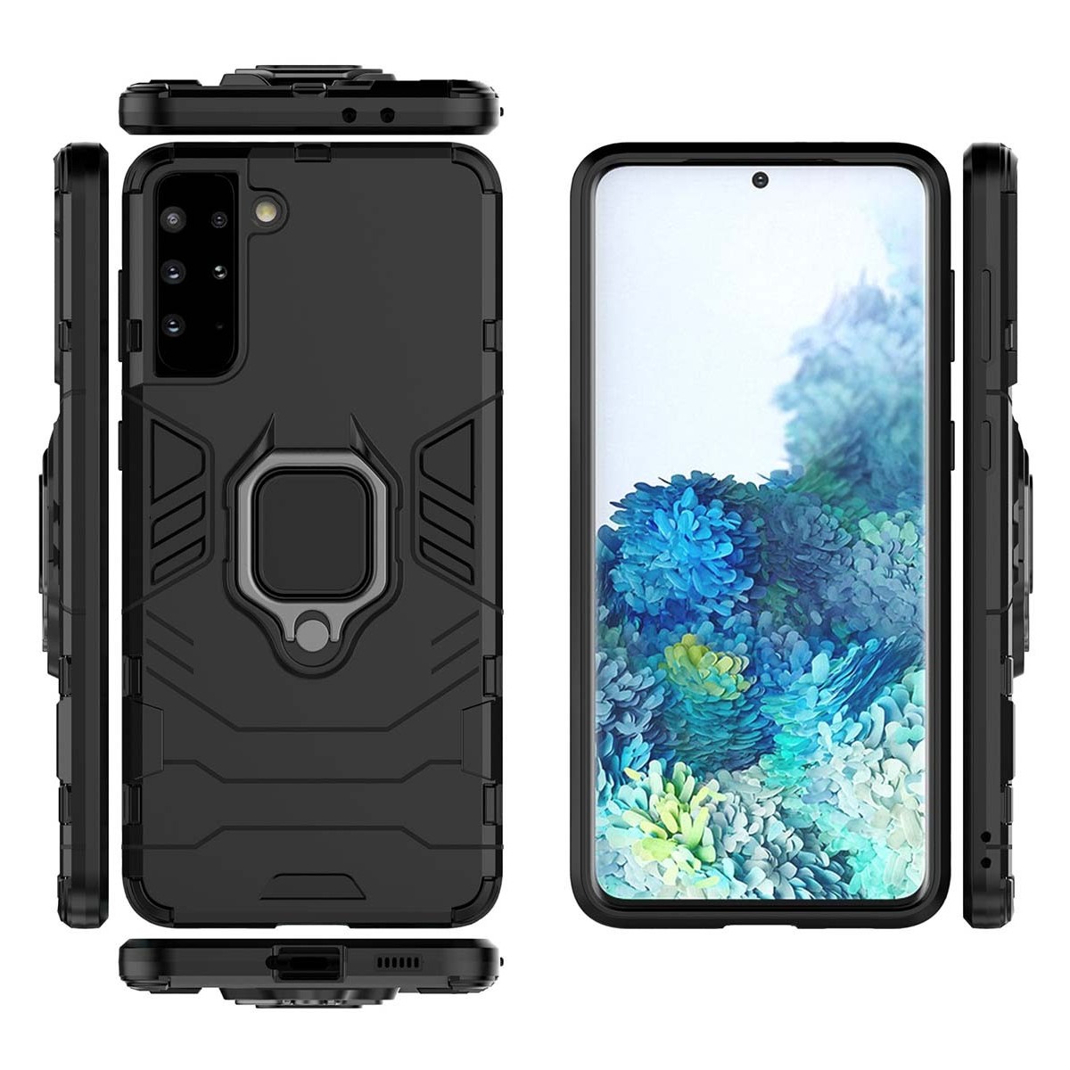 Funda Tough Armor con Anillo Giratorio Negra para Samsung Galaxy S21 5G