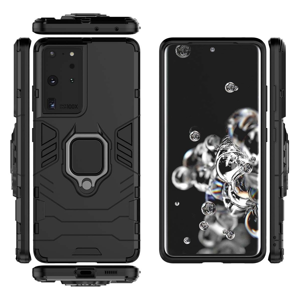 Funda Tough Armor con Anillo Giratorio Negra para Samsung Galaxy S21 Ultra 5G
