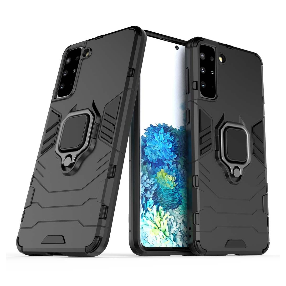 Funda Tough Armor con Anillo Giratorio Negra para Samsung Galaxy S21+ Plus 5G