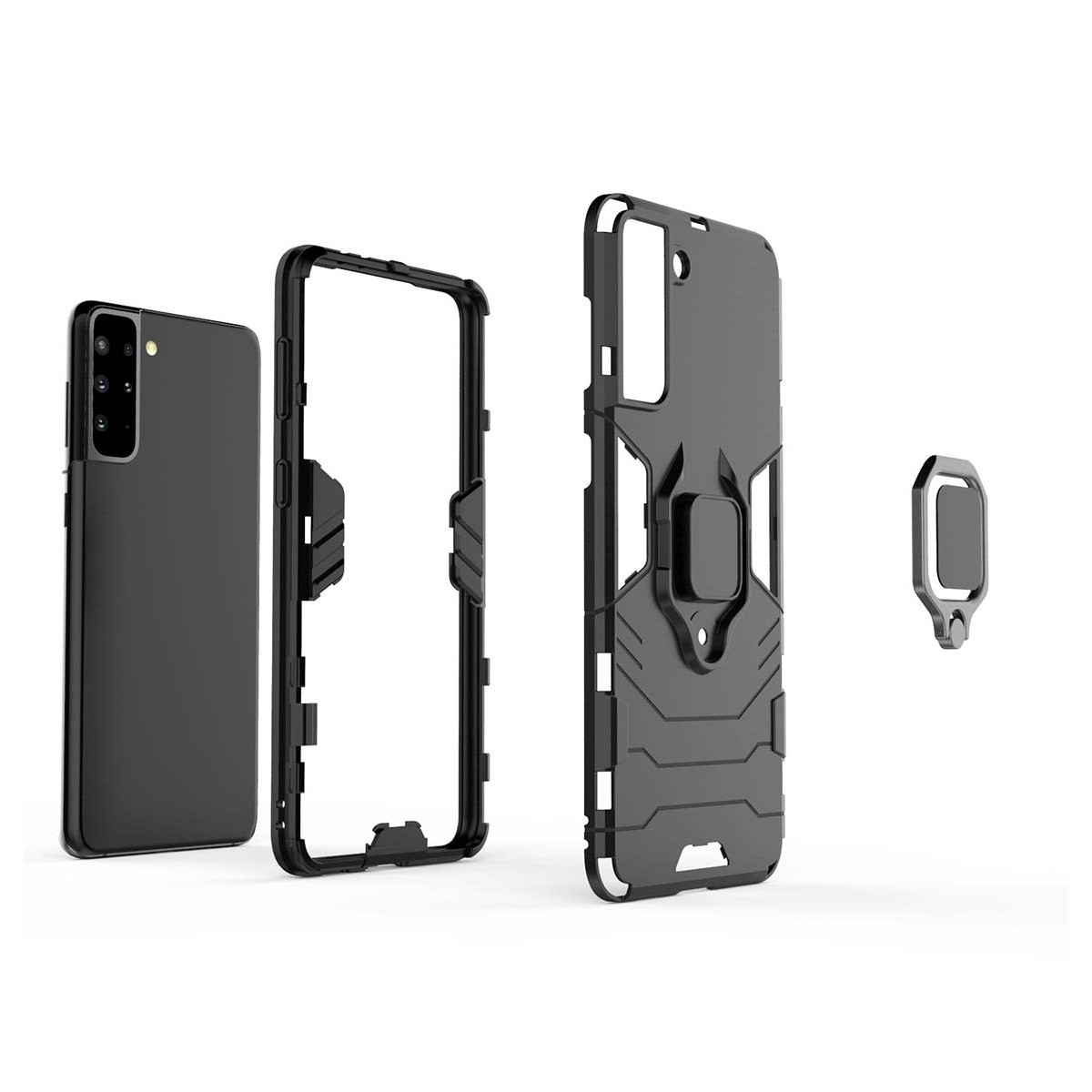 Funda Tough Armor con Anillo Giratorio Negra para Samsung Galaxy S21+ Plus 5G