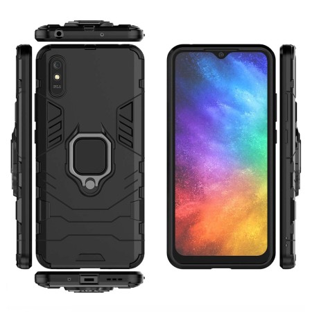 Funda Tough Armor con Anillo Giratorio Negra para Xiaomi Redmi 9A / 9AT