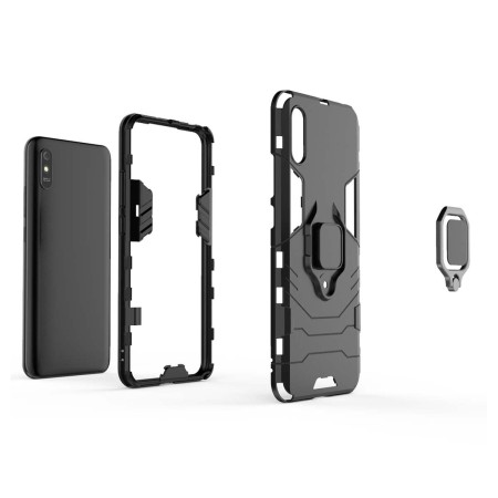 Funda Tough Armor con Anillo Giratorio Negra para Xiaomi Redmi 9A / 9AT