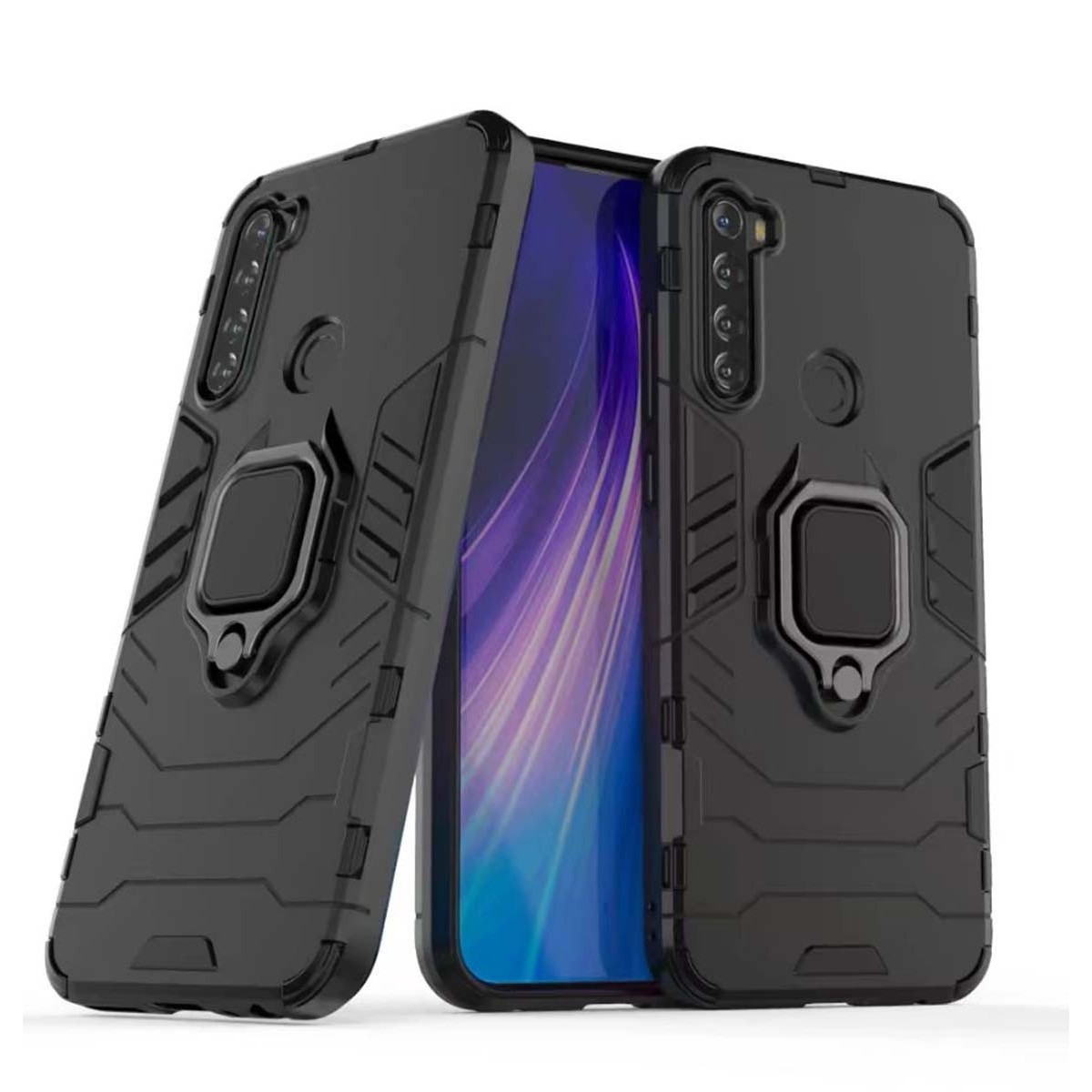Funda Tough Armor con Anillo Giratorio Negra para Xiaomi Redmi Note 8T