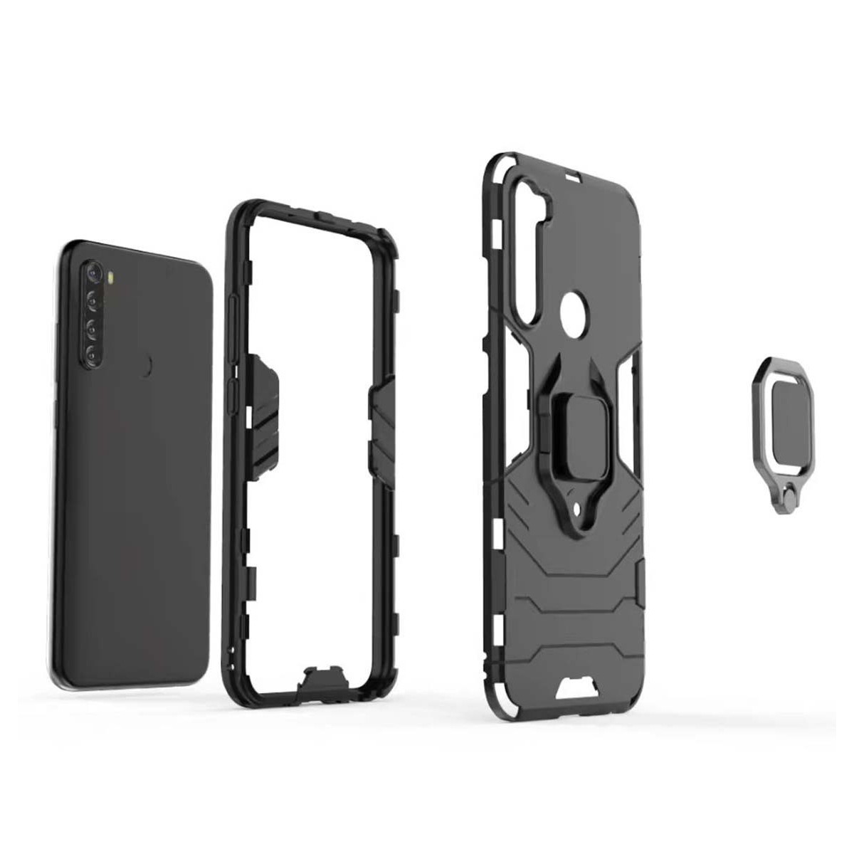 Funda Tough Armor con Anillo Giratorio Negra para Xiaomi Redmi Note 8T