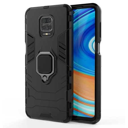 Funda Tough Armor con Anillo Giratorio Negra para Xiaomi Redmi Note 9S / Note 9 Pro