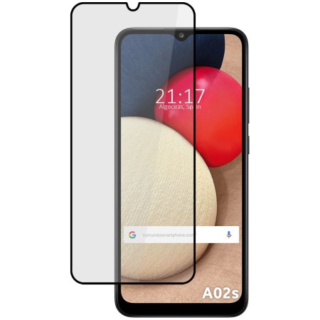 Protector Cristal Templado Completo 5D Full Glue Negro para Samsung Galaxy A02s Vidrio