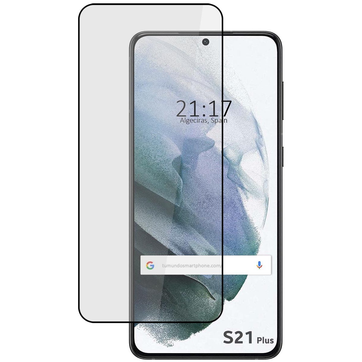Protector Cristal Templado Completo 5D Full Glue Negro para Samsung Galaxy S21+ Plus Vidrio