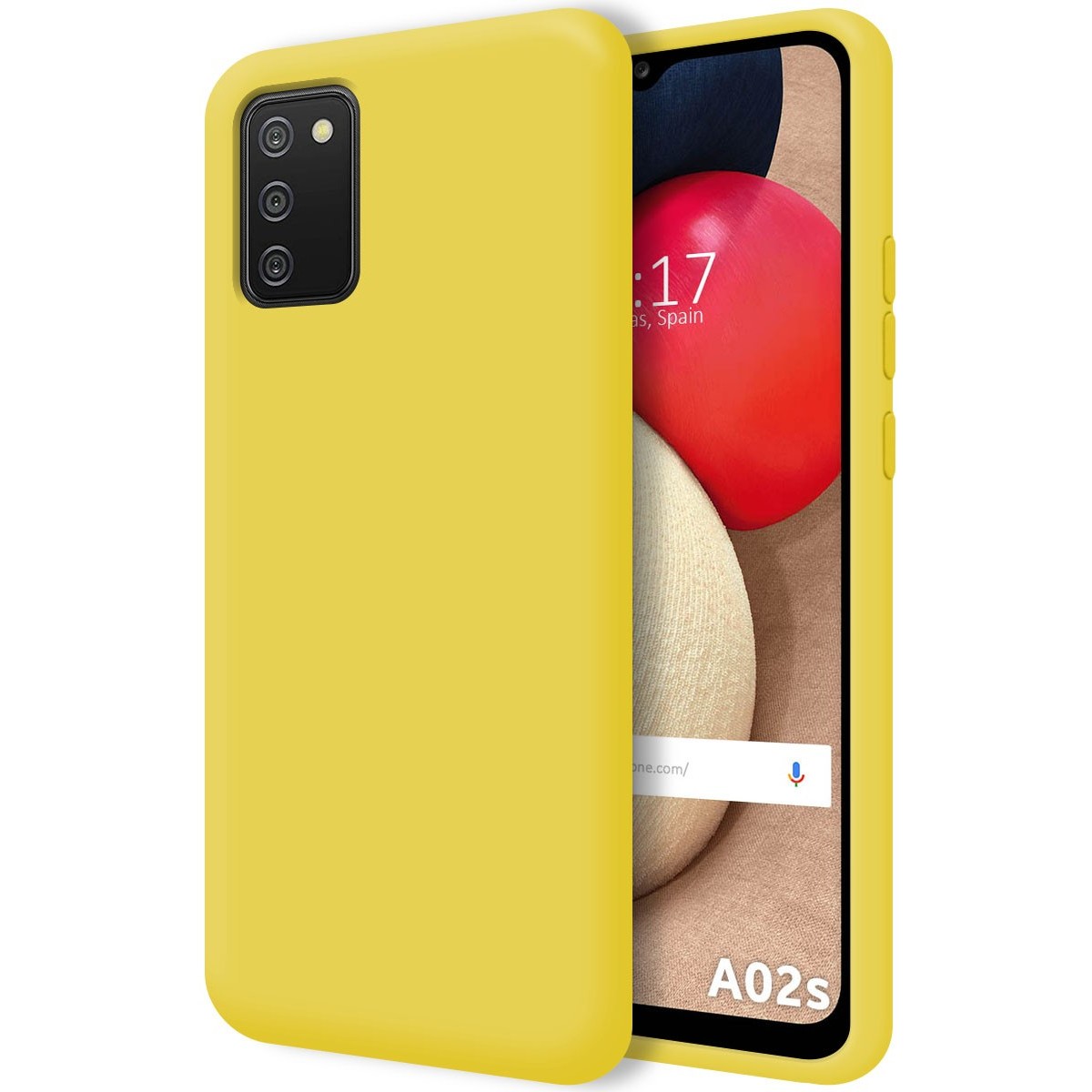 Funda Silicona Líquida Ultra Suave para Samsung Galaxy A02s color Amarilla