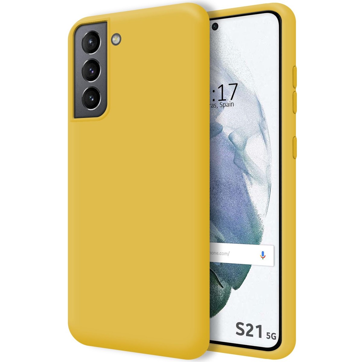Funda Silicona Líquida Ultra Suave para Samsung Galaxy S21 5G color Amarilla