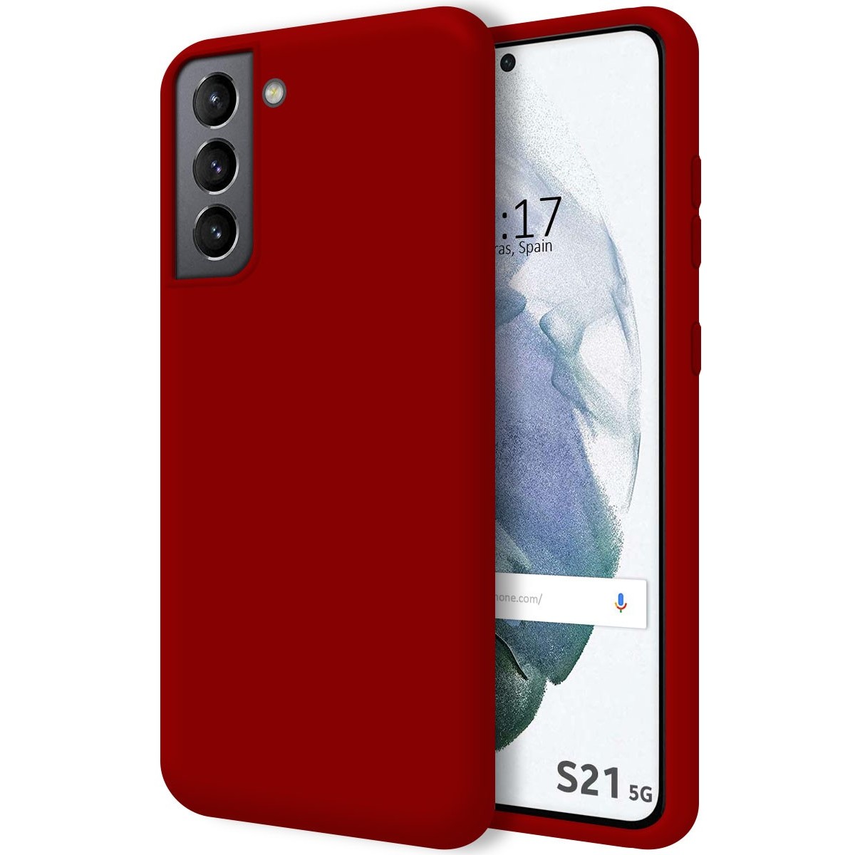 Funda Silicona Líquida Ultra Suave para Samsung Galaxy S21 5G color Roja