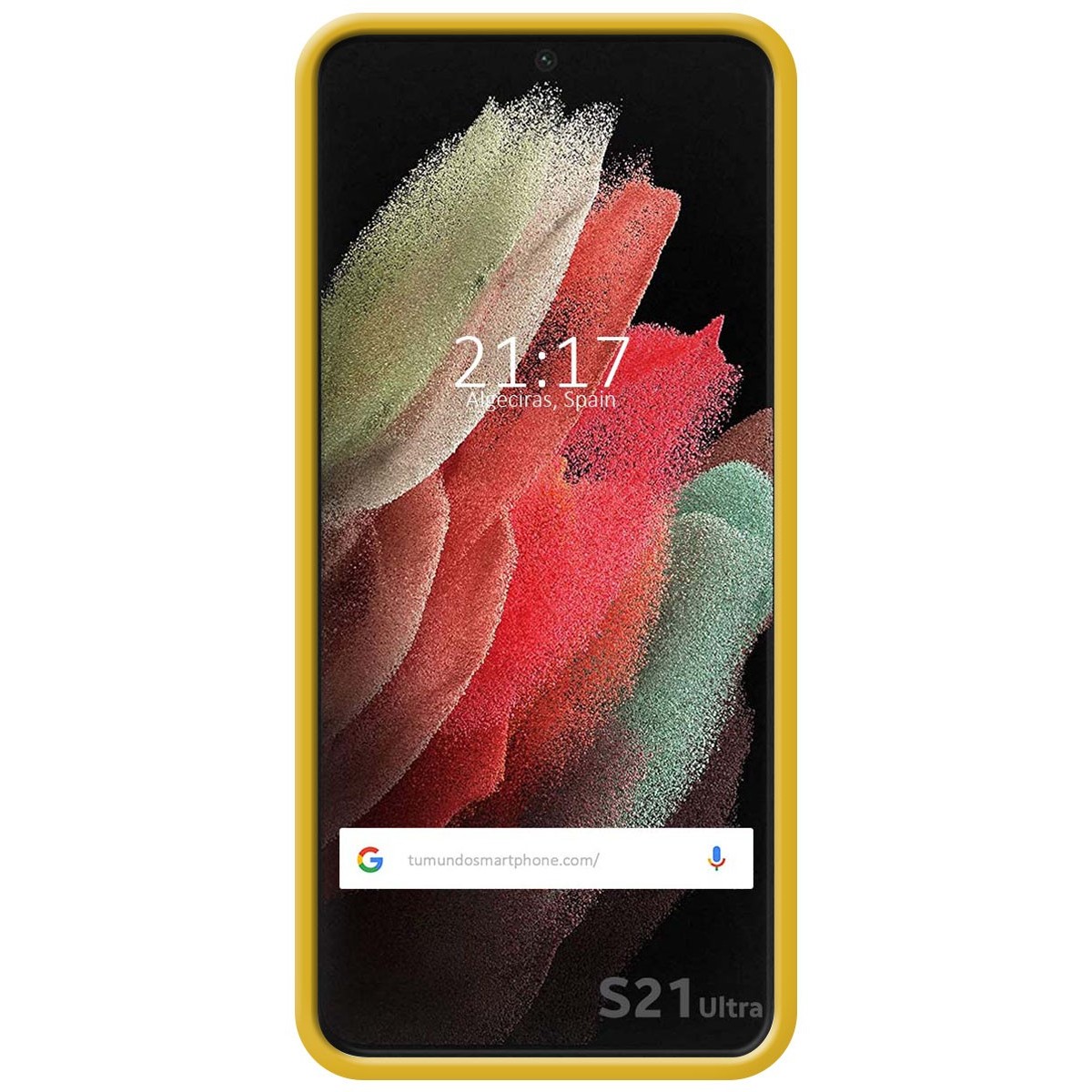Funda Silicona Líquida Ultra Suave para Samsung Galaxy S21 Ultra 5G color Amarilla