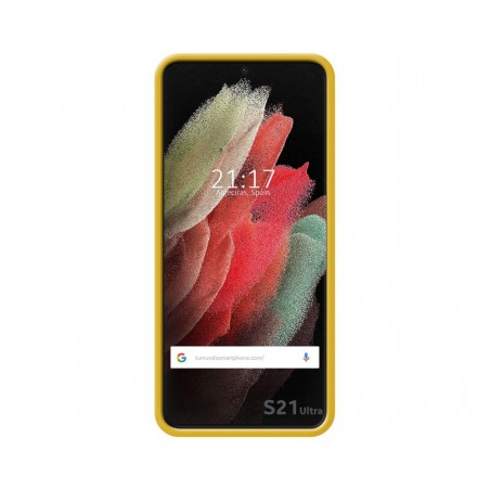Funda Silicona Líquida Ultra Suave para Samsung Galaxy S21 Ultra 5G color Amarilla