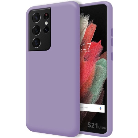 Funda Silicona Líquida Ultra Suave para Samsung Galaxy S21 Ultra 5G color Morada