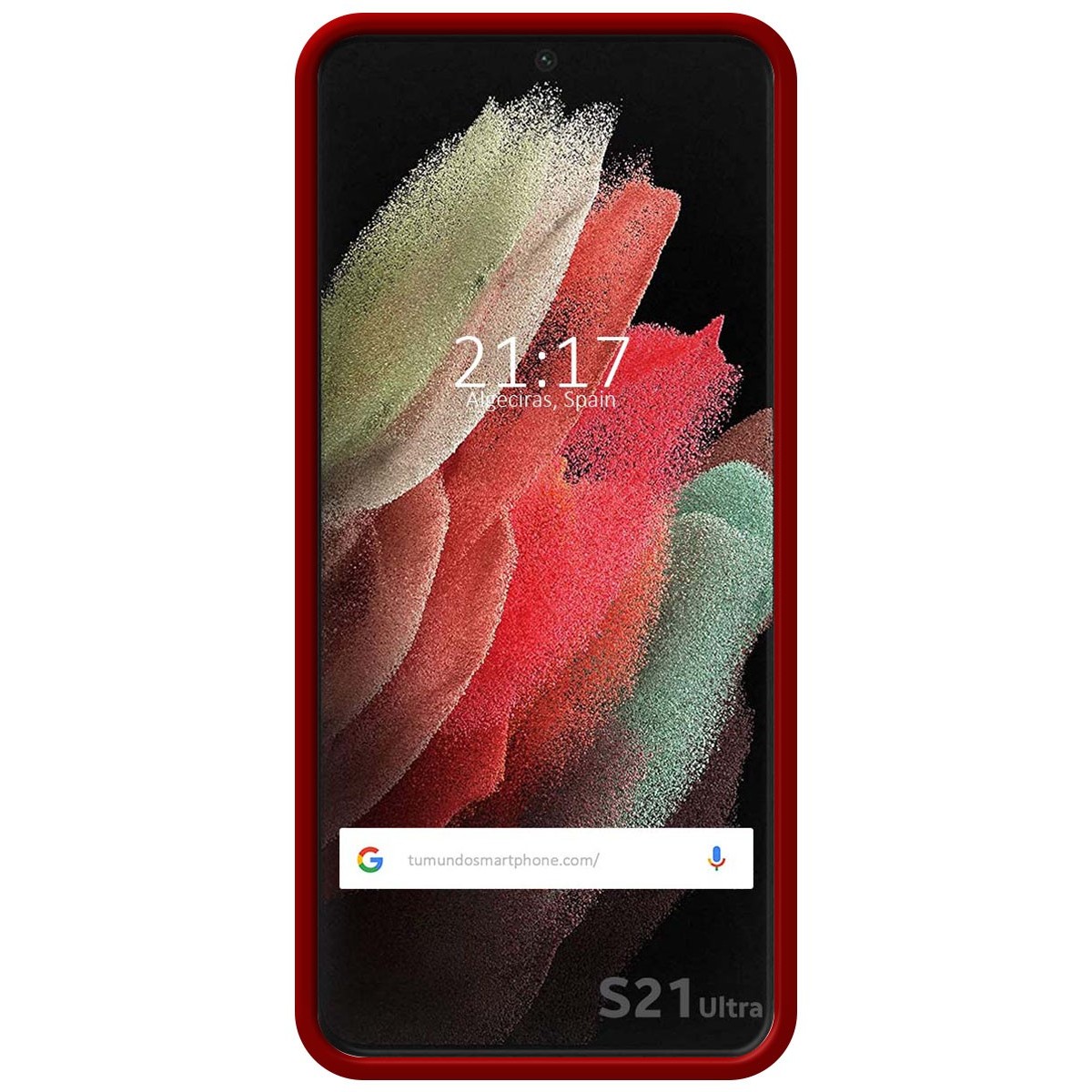 Funda Silicona Líquida Ultra Suave para Samsung Galaxy S21 Ultra 5G color Roja