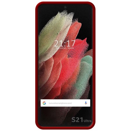 Funda Silicona Líquida Ultra Suave para Samsung Galaxy S21 Ultra 5G color Roja