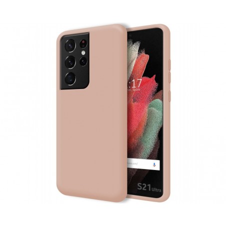 Funda Silicona Líquida Ultra Suave para Samsung Galaxy S21 Ultra 5G color Rosa