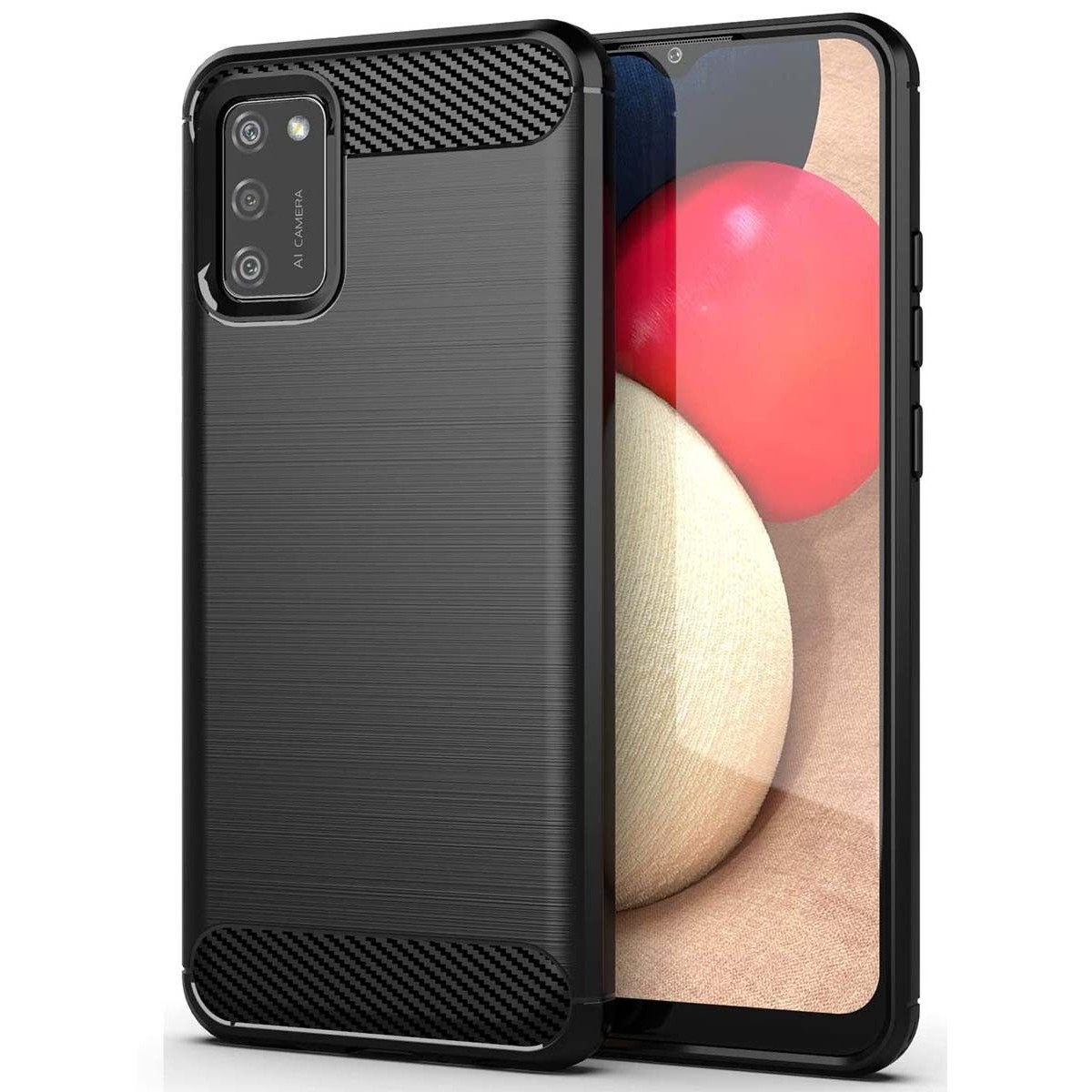 Funda Gel Tpu Tipo Carbon Negra para Samsung Galaxy A02s