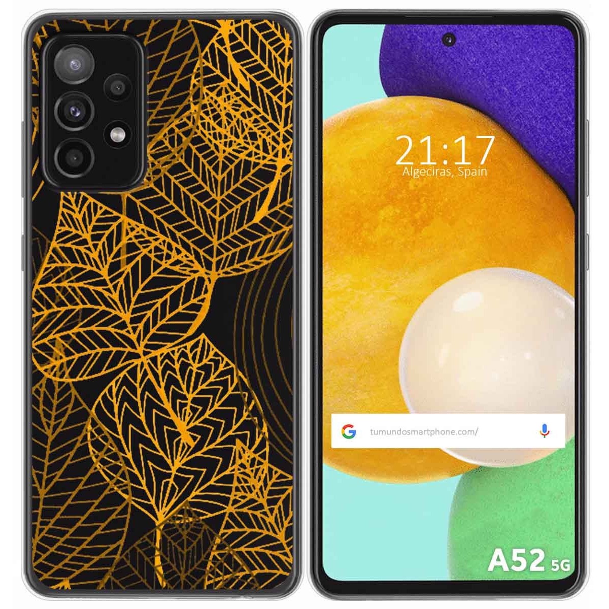 Funda Gel Transparente para Samsung Galaxy A52 / A52 5G / A52s 5G diseño Hojas Dibujos
