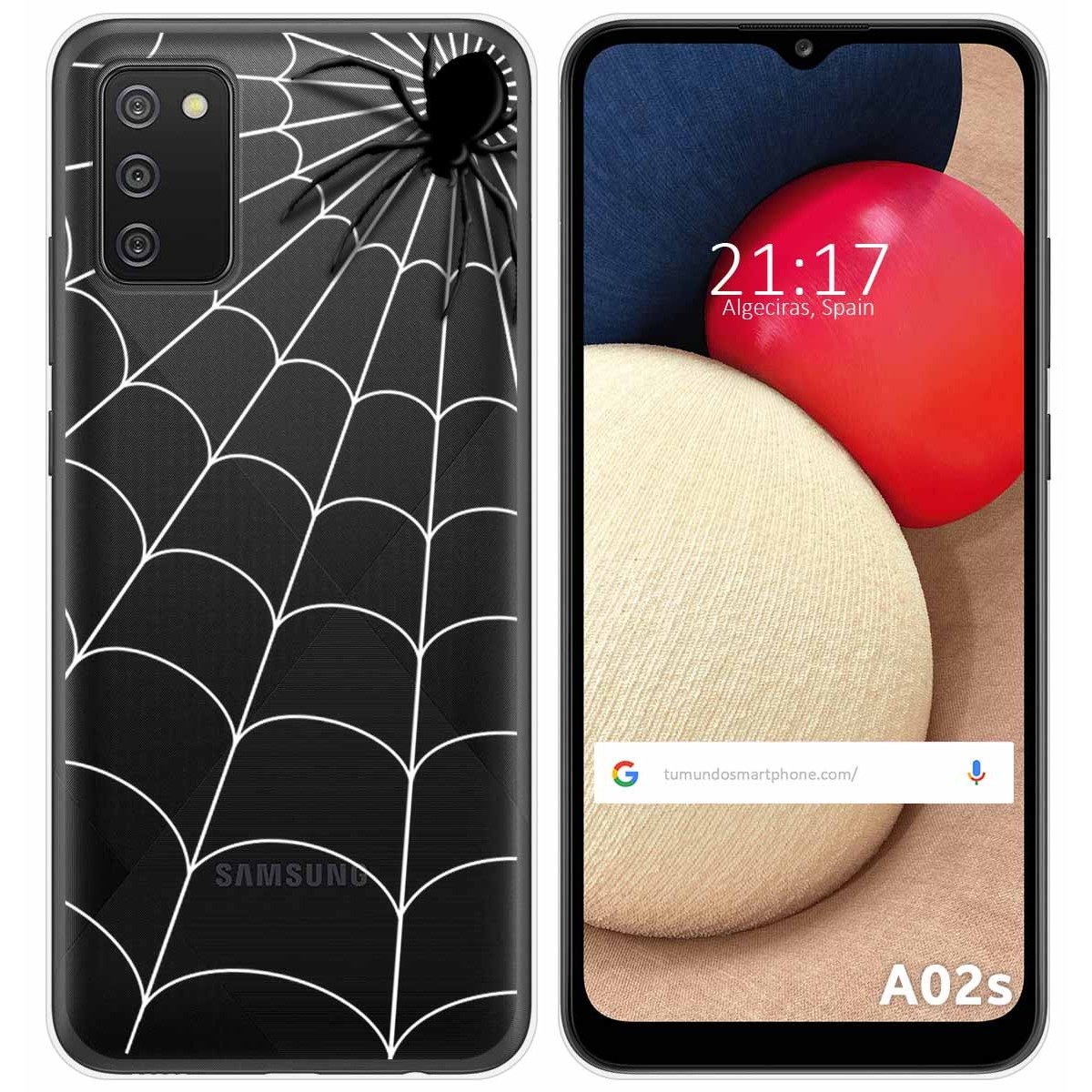 Funda Gel Transparente para Samsung Galaxy A02s diseño Araña Dibujos