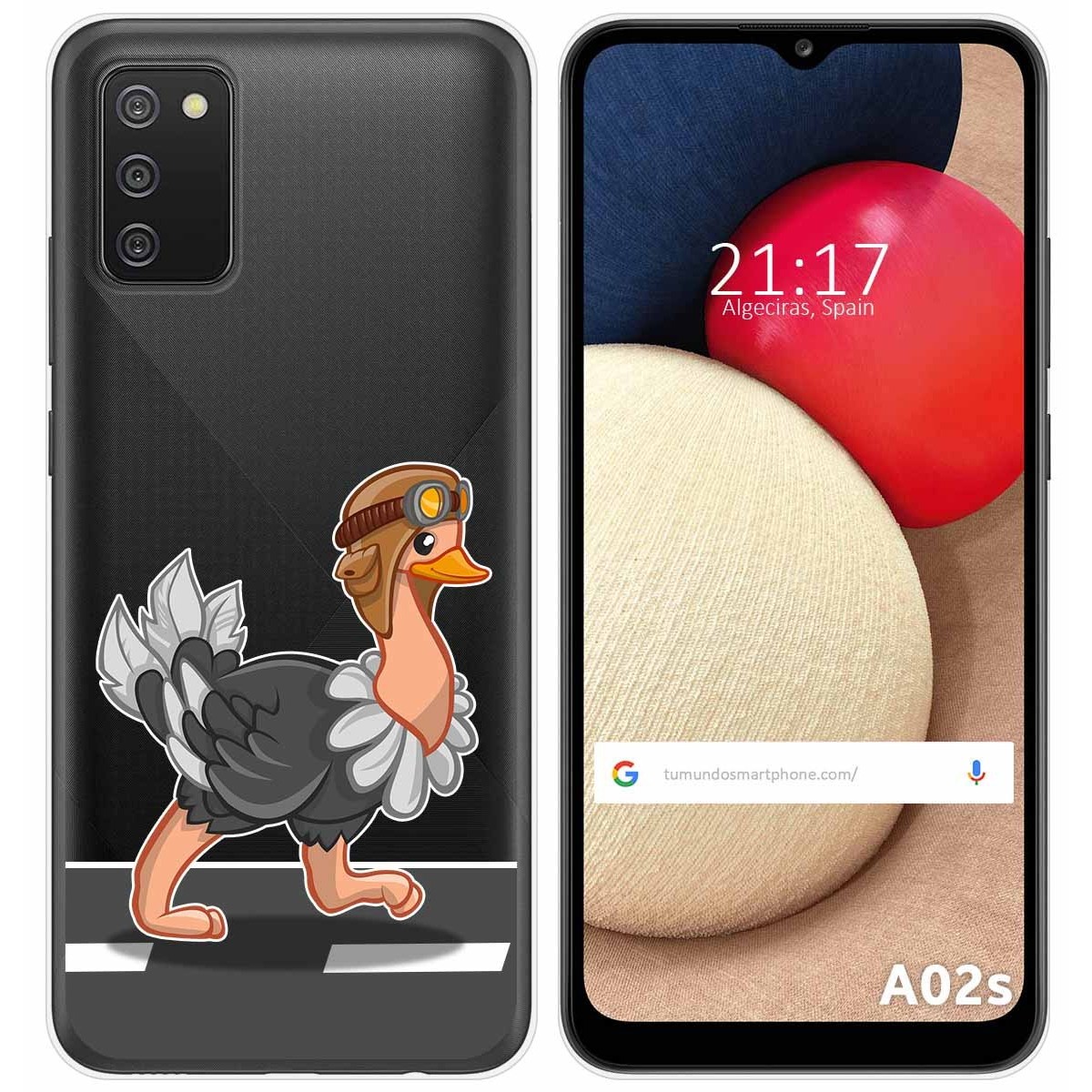 Funda Gel Transparente para Samsung Galaxy A02s diseño Avestruz Dibujos