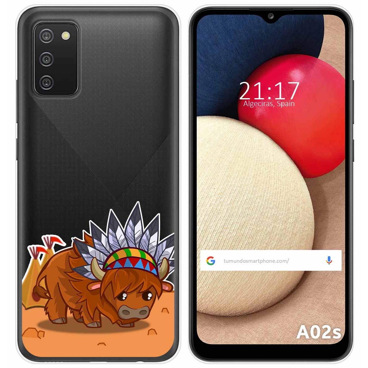 Funda Gel Transparente para Samsung Galaxy A02s diseño Bufalo Dibujos