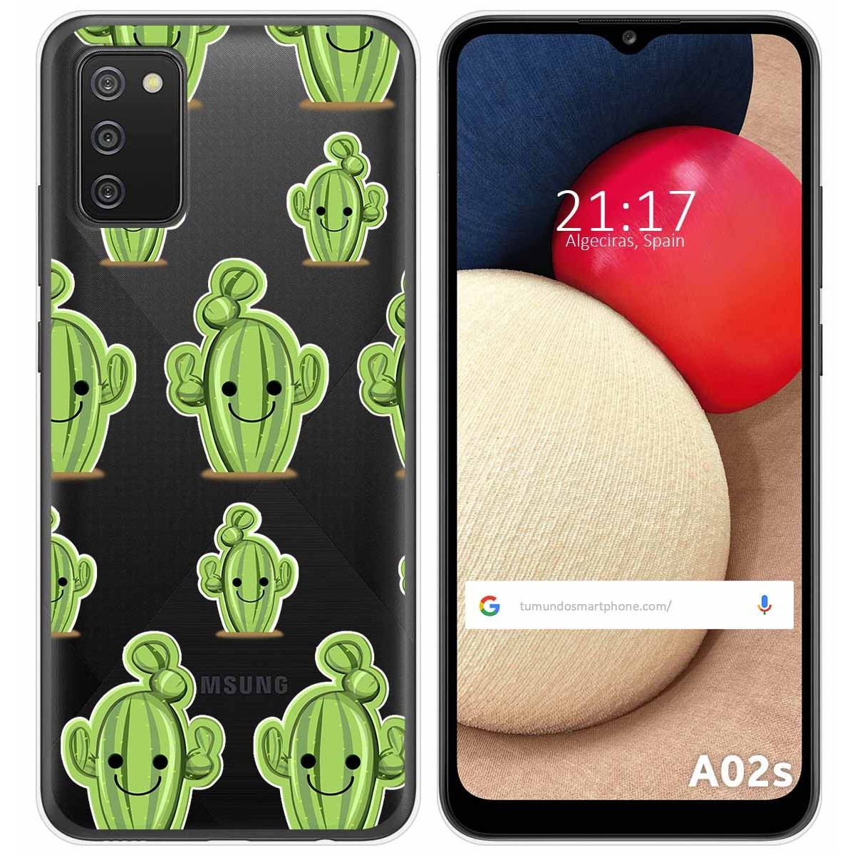 Funda Gel Transparente para Samsung Galaxy A02s diseño Cactus Dibujos