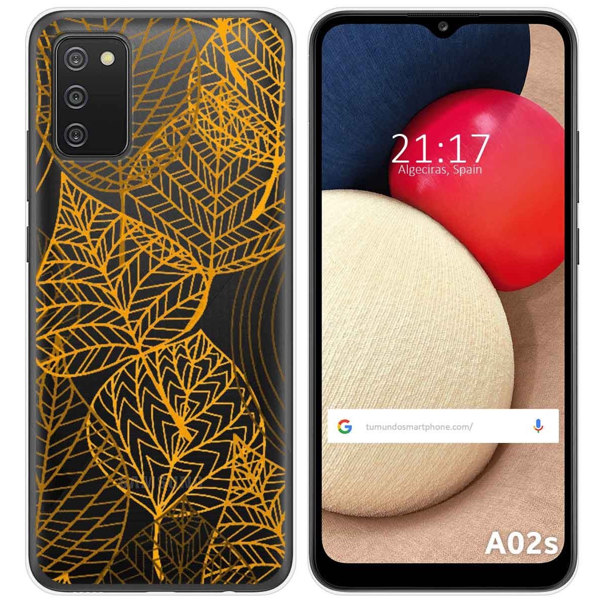 Funda Gel Transparente para Samsung Galaxy A02s diseño Hojas Dibujos
