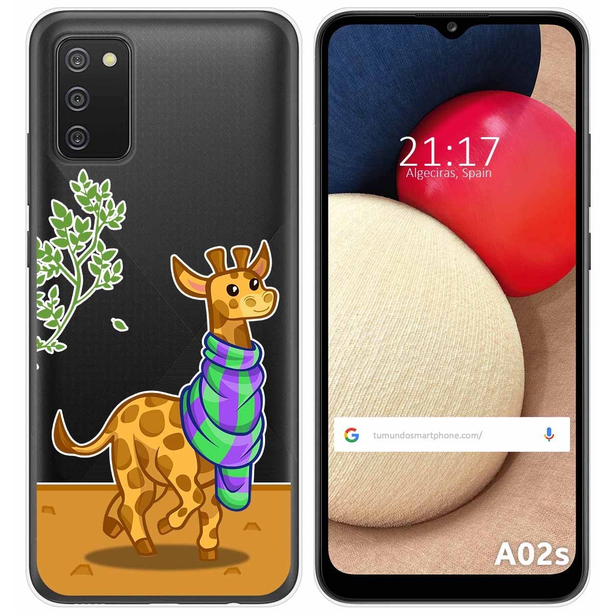Funda Gel Transparente para Samsung Galaxy A02s diseño Jirafa Dibujos