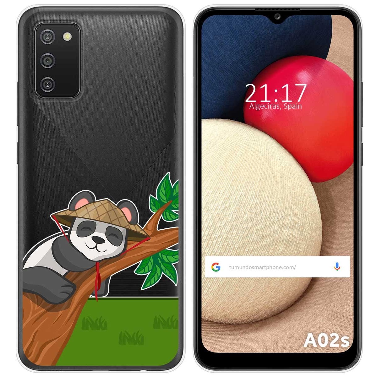 Funda Gel Transparente para Samsung Galaxy A02s diseño Panda Dibujos