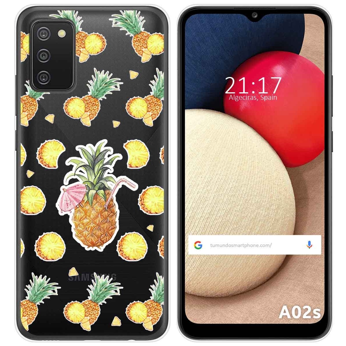 Funda Gel Transparente para Samsung Galaxy A02s diseño Piña Dibujos