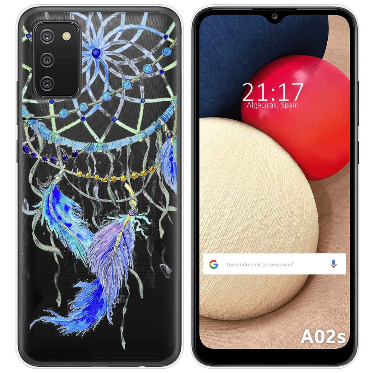 Funda Gel Transparente para Samsung Galaxy A02s diseño Plumas Dibujos