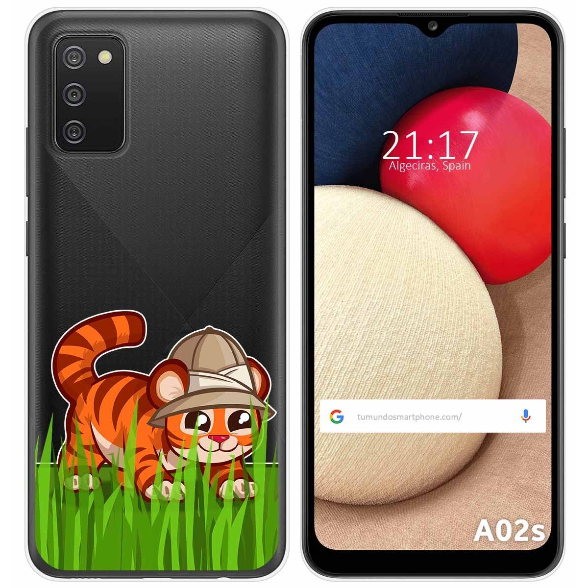 Funda Gel Transparente para Samsung Galaxy A02s diseño Tigre Dibujos