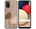 Funda Gel Tpu para Samsung Galaxy A02s diseño Corazones Madera Dibujos