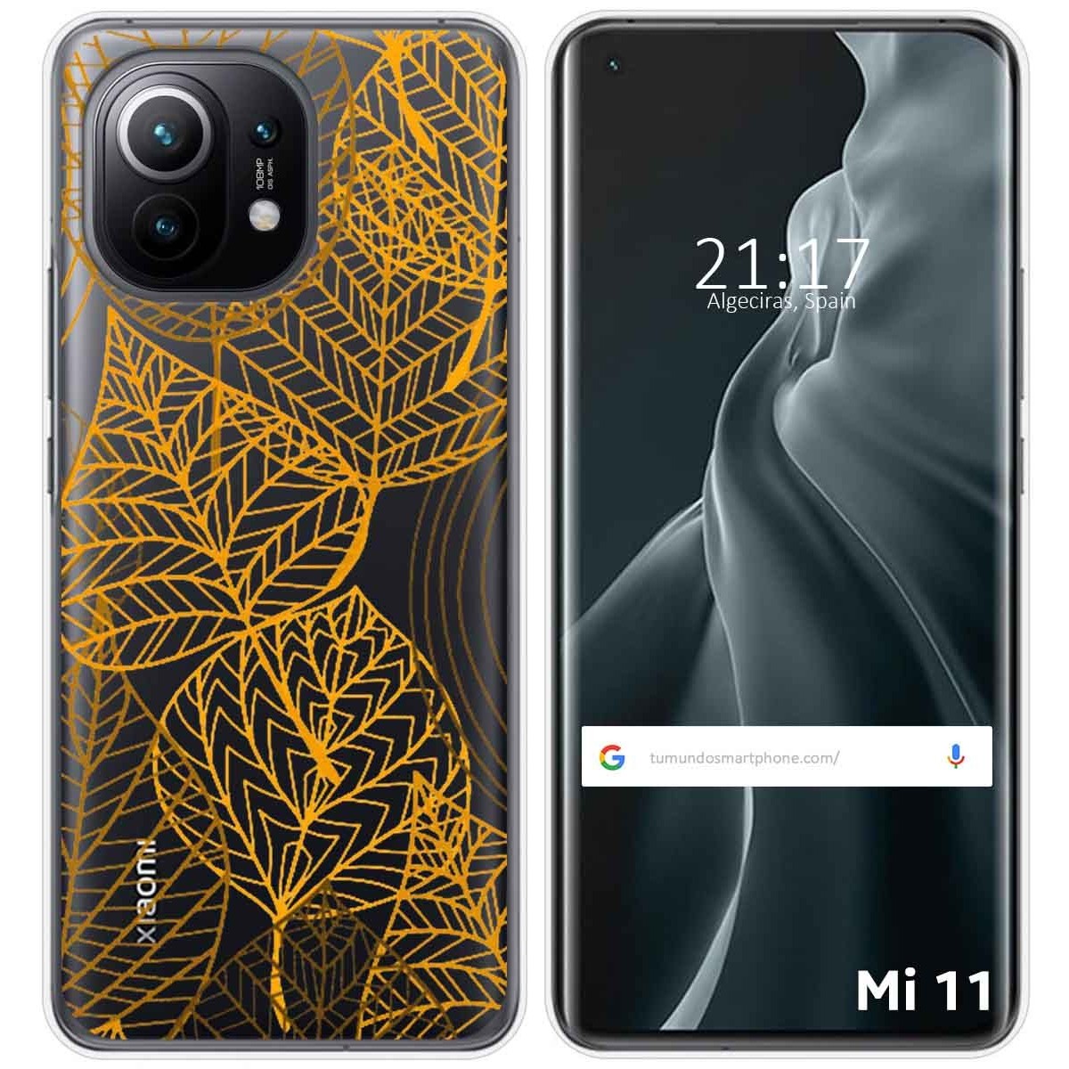 Funda Gel Transparente para Xiaomi Mi 11 5G diseño Hojas Dibujos