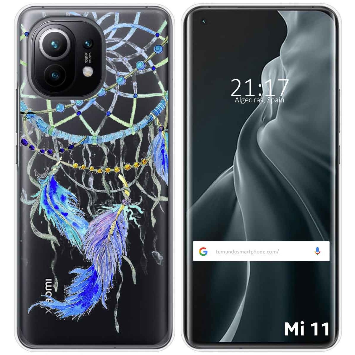 Funda Gel Transparente para Xiaomi Mi 11 5G diseño Plumas Dibujos