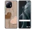 Funda Gel Tpu para Xiaomi Mi 11 5G diseño Corazones Madera Dibujos