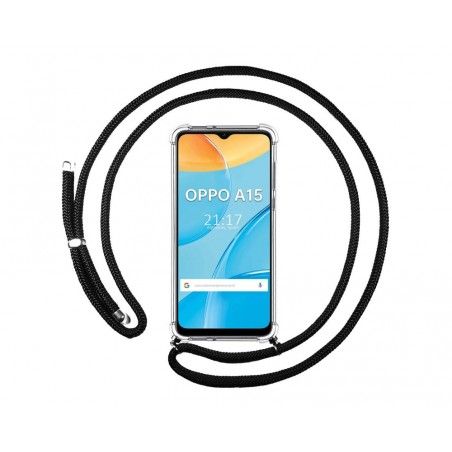 Funda Colgante Transparente para Oppo A15 con Cordon Negro
