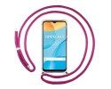 Funda Colgante Transparente para Oppo A15 con Cordon Rosa Fucsia