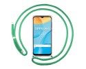 Funda Colgante Transparente para Oppo A15 con Cordon Verde Agua
