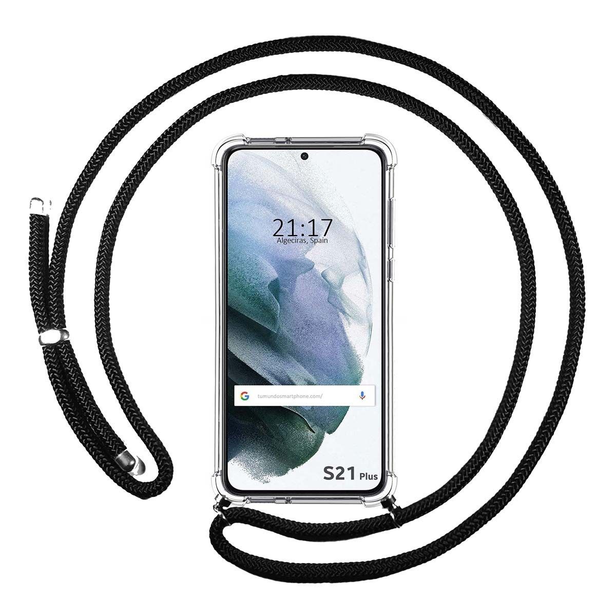 Funda Colgante Transparente para Samsung Galaxy S21+ Plus 5G con Cordon Negro