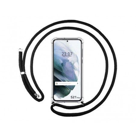 Funda Colgante Transparente para Samsung Galaxy S21+ Plus 5G con Cordon Negro
