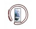 Funda Colgante Transparente para Samsung Galaxy S21+ Plus 5G con Cordon Rosa / Dorado