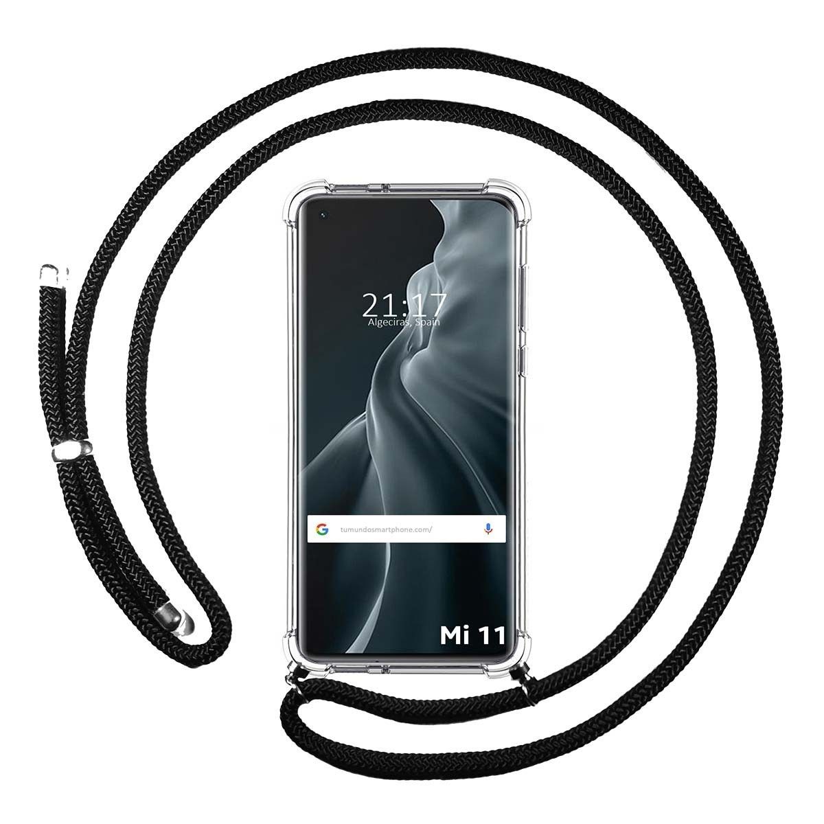 Funda Colgante Transparente para Xiaomi Mi 11 5G con Cordon Negro