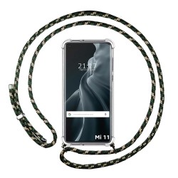 Funda Colgante Transparente para Xiaomi Mi 11 5G con Cordon Verde / Dorado