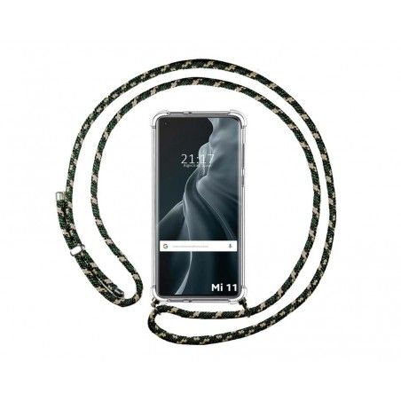Funda Colgante Transparente para Xiaomi Mi 11 5G con Cordon Verde / Dorado