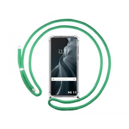 Funda Colgante Transparente para Xiaomi Mi 11 5G con Cordon Verde Agua