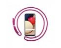 Funda Colgante Transparente para Samsung Galaxy A02s con Cordon Rosa Fucsia