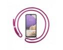 Funda Colgante Transparente para Samsung Galaxy A32 5G con Cordon Rosa Fucsia