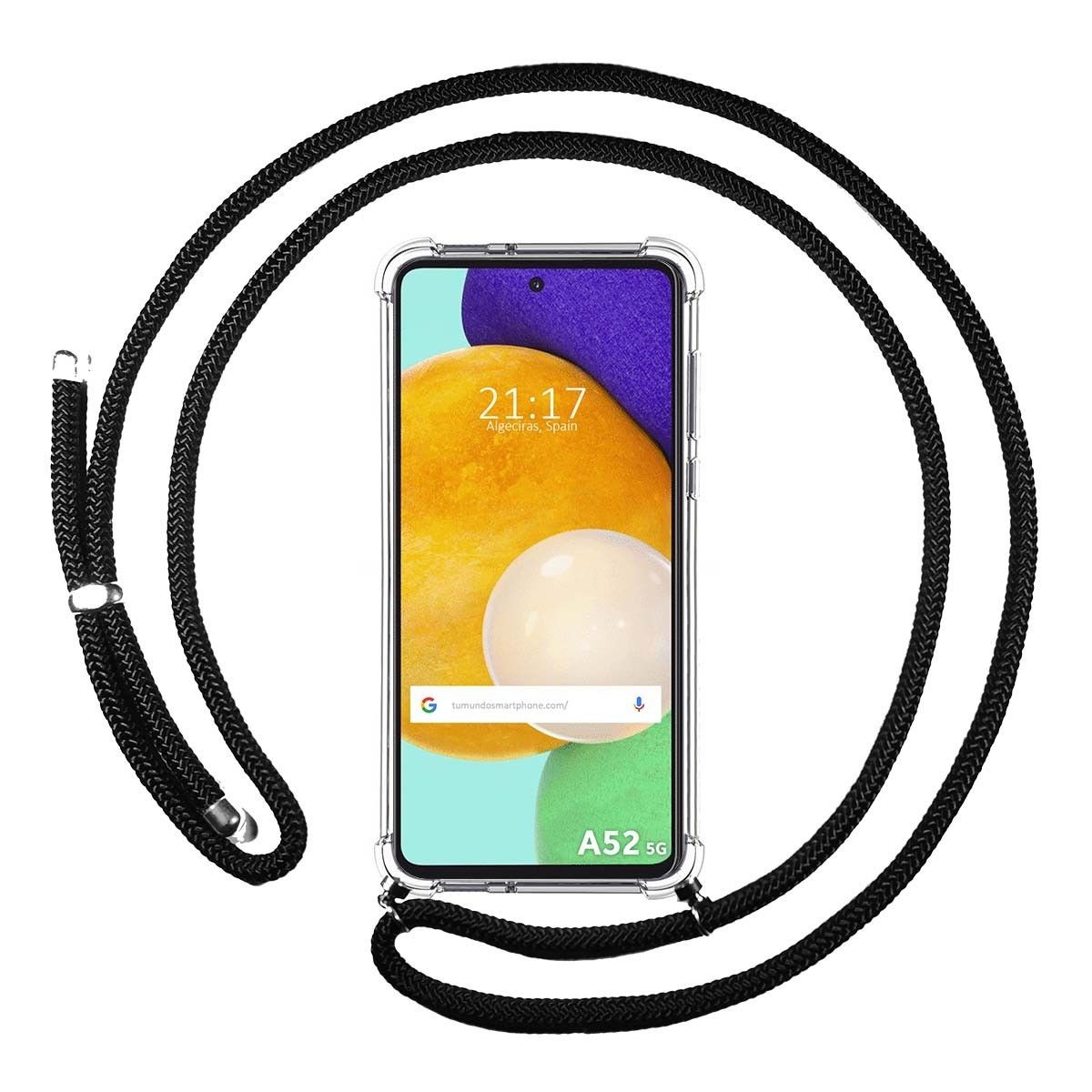 Funda Colgante Transparente para Samsung Galaxy A52 / A52 5G / A52s 5G con Cordon Negro